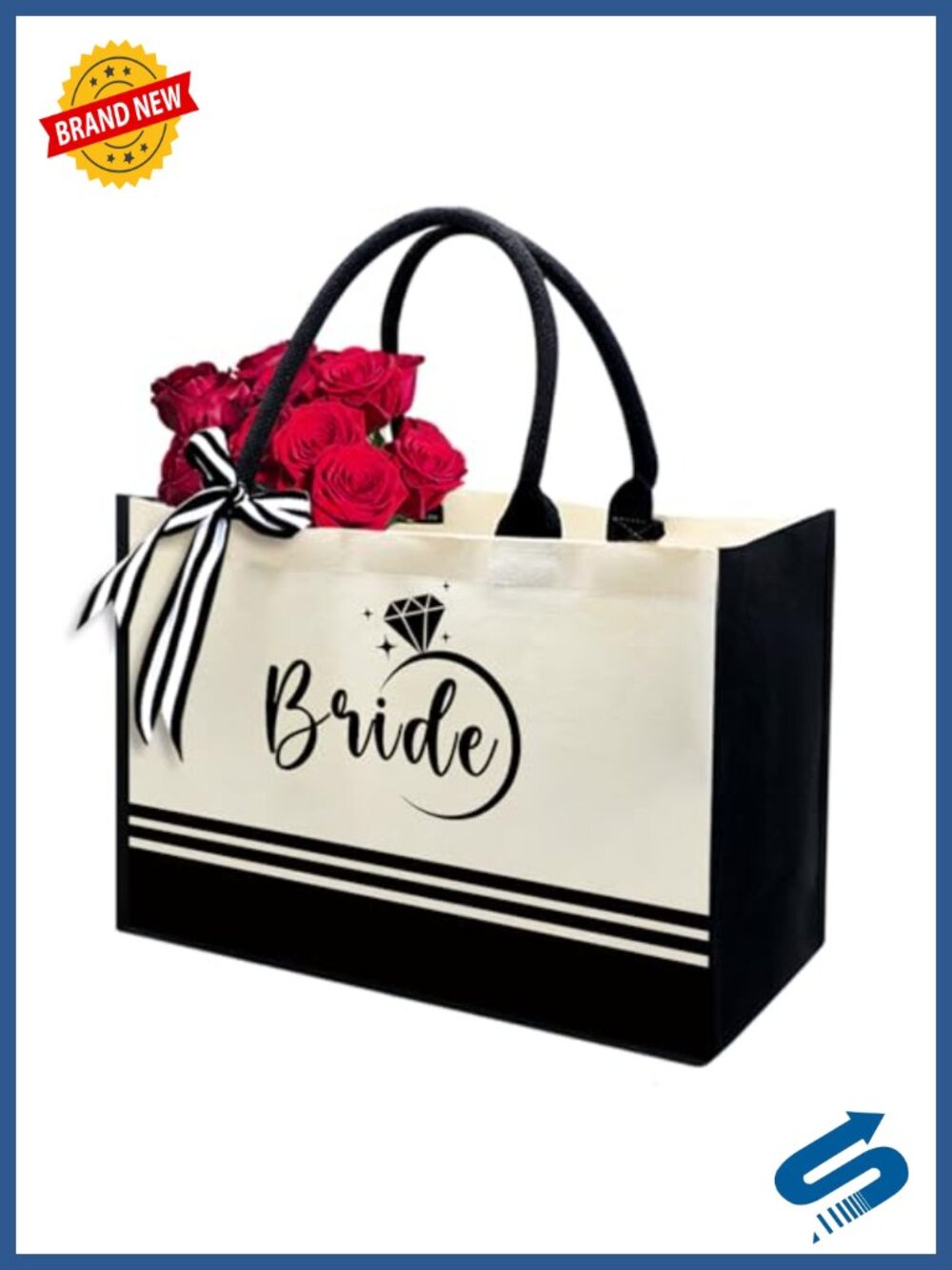 Personalized Canvas Tote Bag Monogrammed Heavy Duty Cotton Shoulder Beach Bag